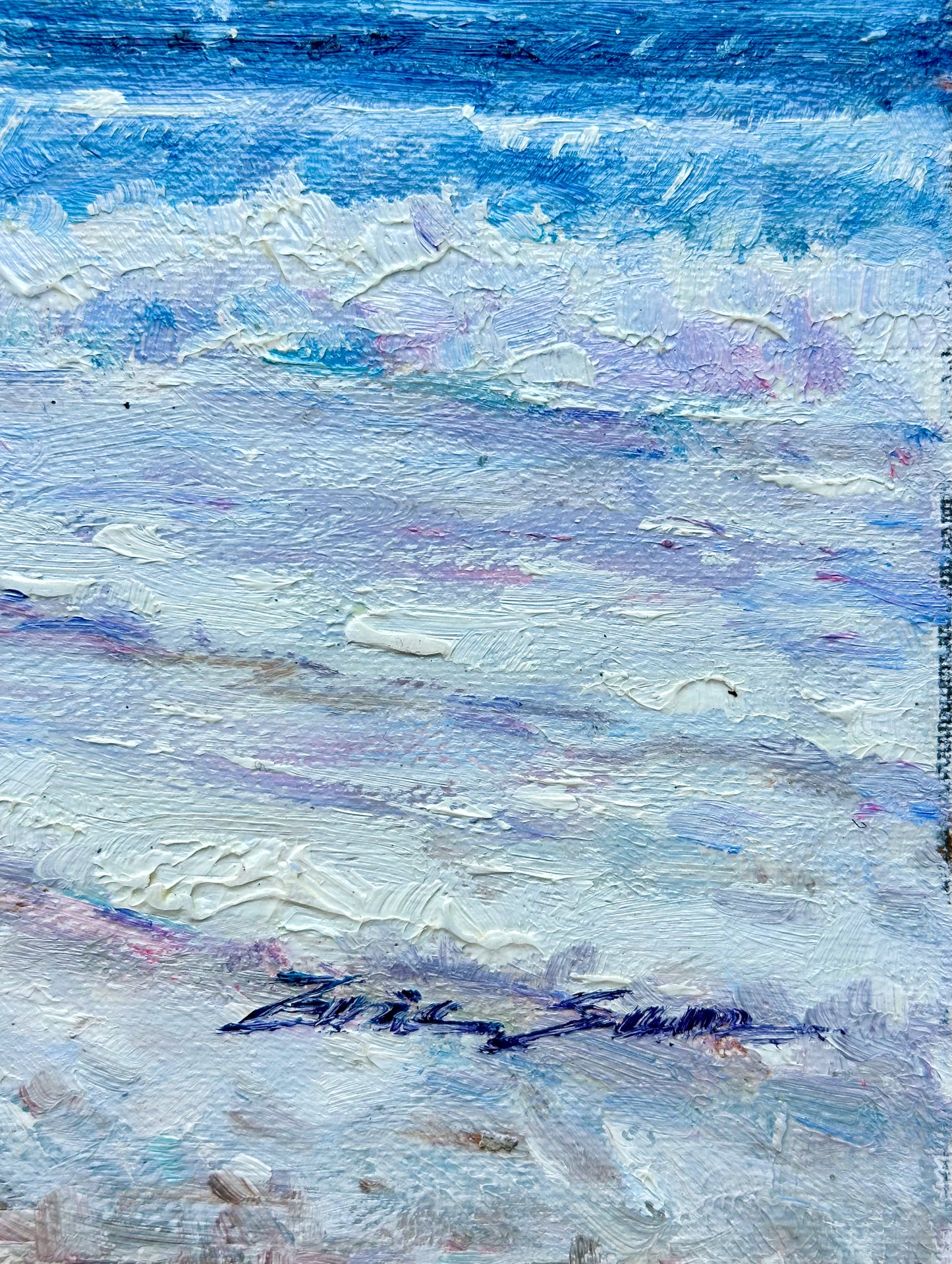 Quiet Surf – Original Coastal Oil Painting by Ericson, 8" x 10" Beach Seascape on Unstretched Canvas
