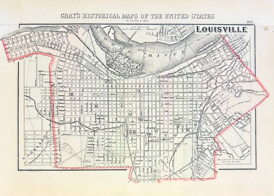 Louisville, Kentucky Original Map by Gray, 1856