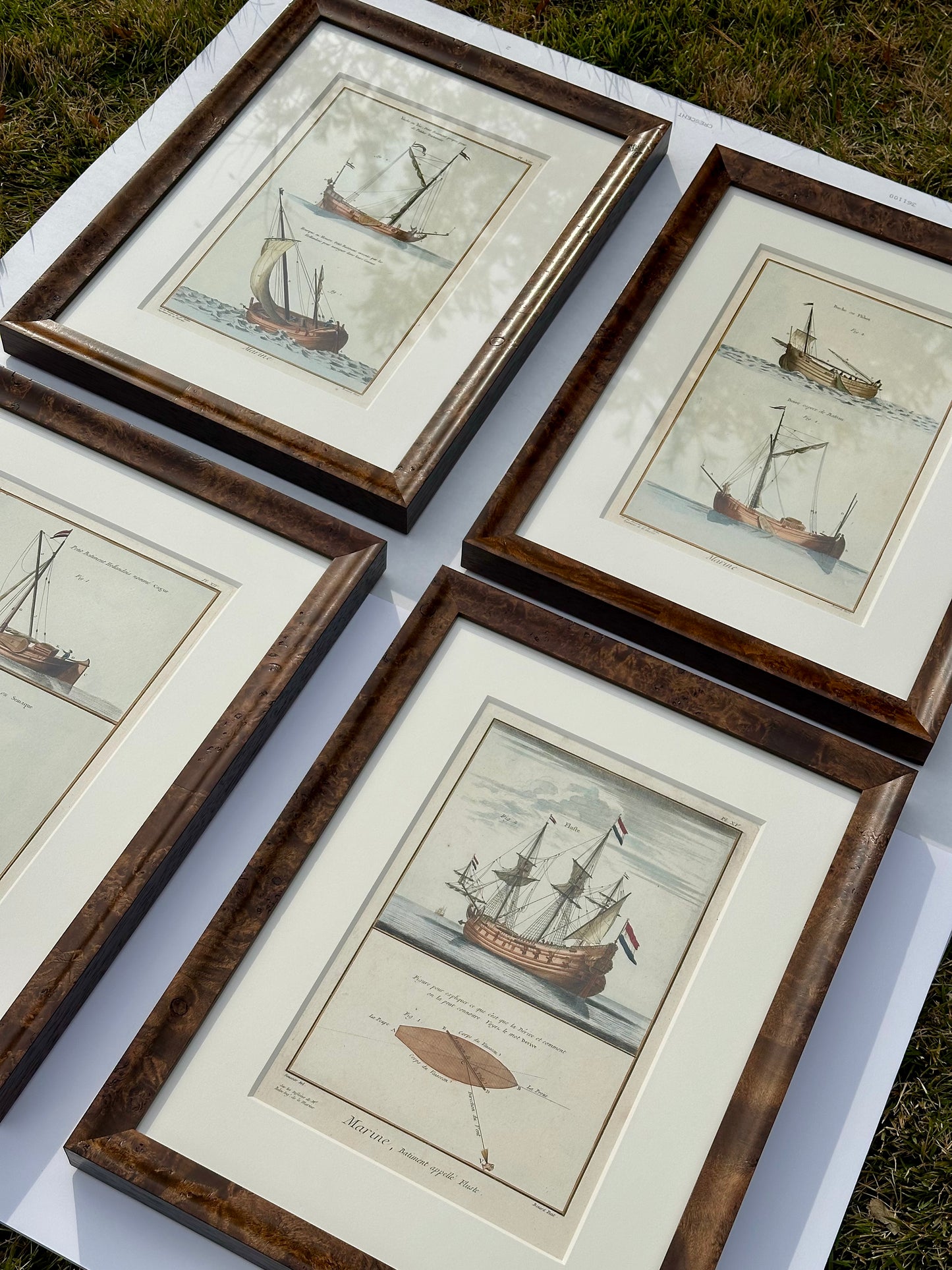 Set of Four Framed French Maritime Ship Engravings
