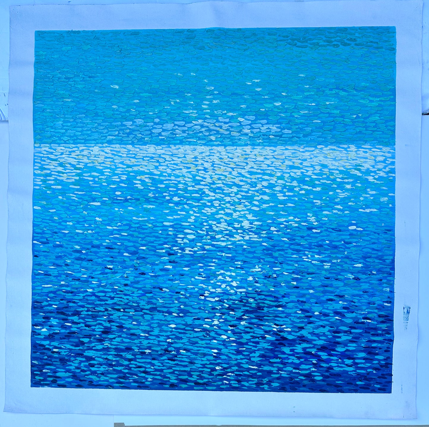 Seascape Shimmering Water — Original Oil Painting, Unstretched, By Ryan C. (30" x 40")