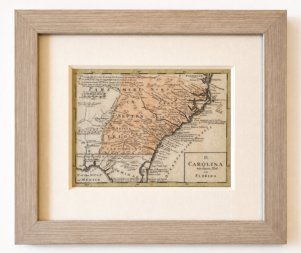 1757 Map of North & South Carolina, Georgia, and Florida, by Homman Heirs