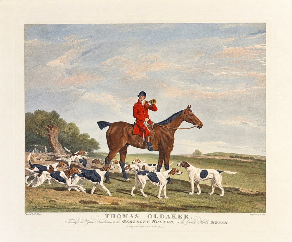 Thomas Oldaker Berkeley Hounds Equestrian Hunting Print – Vintage Reproduction, 29.75 x 25"