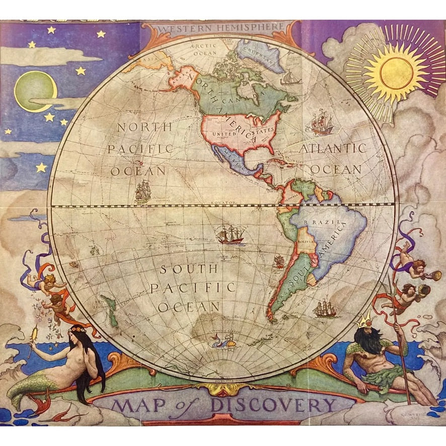 Map of Discovery, Nc Wyeth, 1928 (Set of 2, Framed)