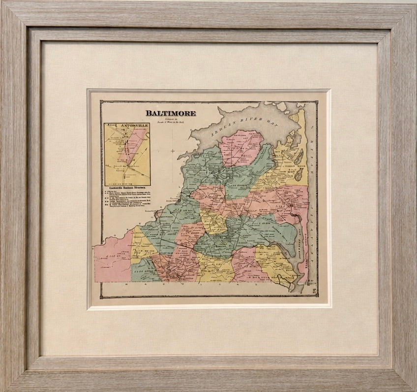 Original Baltimore Hundred Sussex County Delaware Map | Bethany & Rehoboth Beach | Beers & Pomeroy, 1868 | Custom Framed