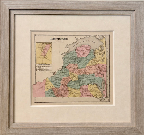 Original Baltimore Hundred Sussex County Delaware Map | Bethany & Rehoboth Beach | Beers & Pomeroy, 1868 | Custom Framed