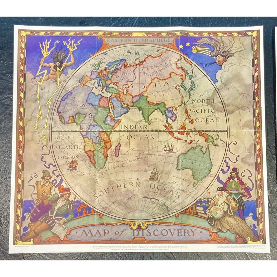 Map of Discovery, Nc Wyeth, 1928 (Set of 2, Framed)