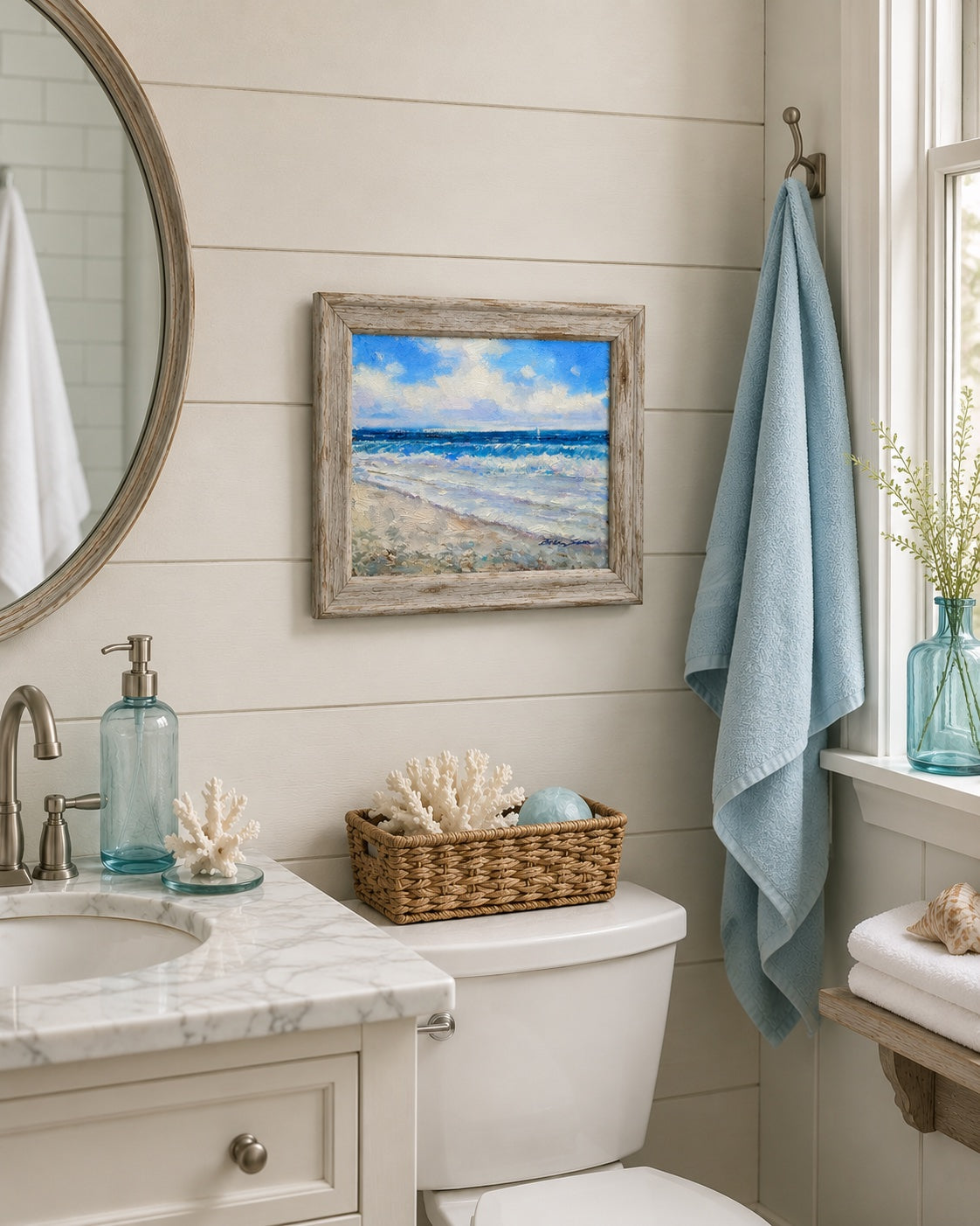 Quiet Surf – Original Coastal Oil Painting by Ericson, 8" x 10" Beach Seascape on Unstretched Canvas