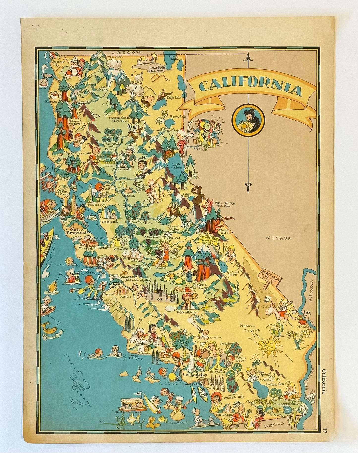 Vintage Map of California, 1935
