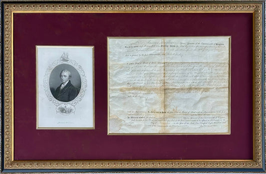 James Monroe Signed Virginia Governor Land Grant Document Autograph, c.1800 — Rockingham County