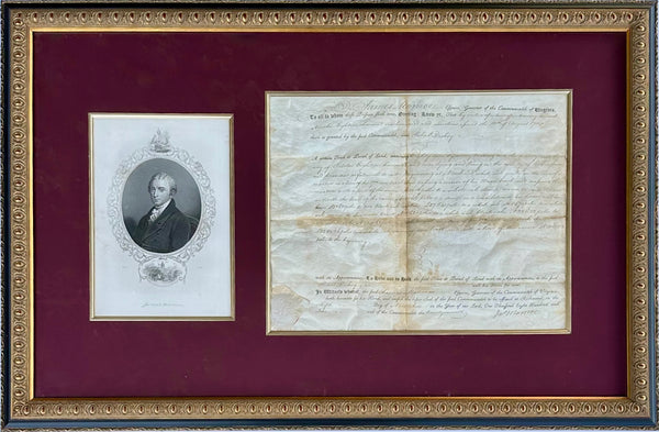 James Monroe Signed Virginia Governor Land Grant Document Autograph, c.1800 — Rockingham County
