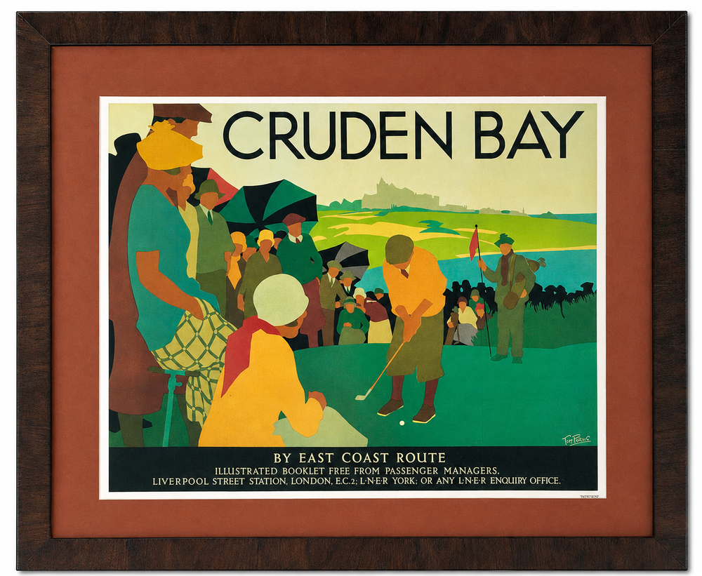 Cruden Bay Golf Travel Poster After Tom Purvis | National Railway Museum Reproduction | Custom Framed