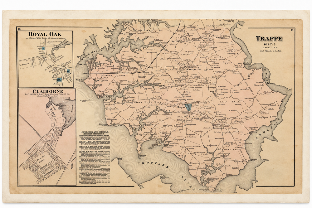 Map of Trappe & Royal Oak, Talbot County, Maryland — Lake, Griffing & Stevenson, 1877