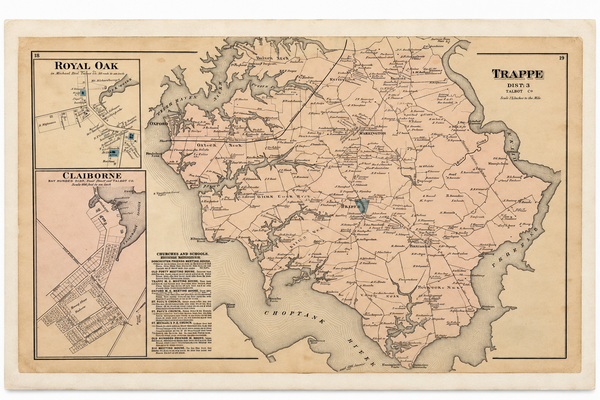 Map of Trappe & Royal Oak, Talbot County, Maryland — Lake, Griffing & Stevenson, 1877
