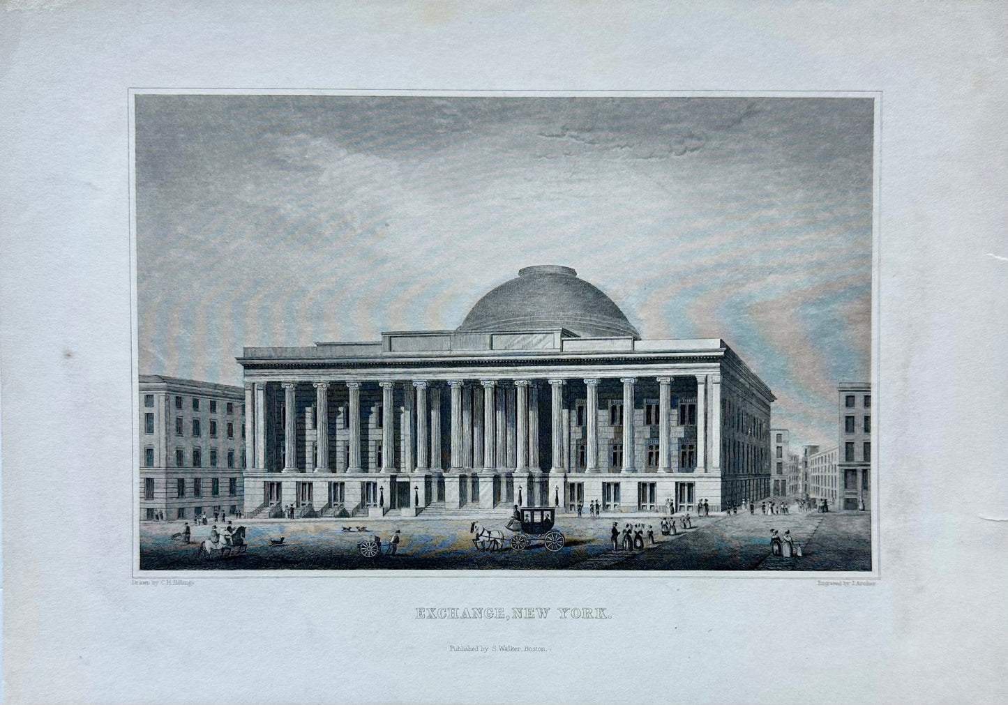Exchange building in New York City, Original Print, 1850