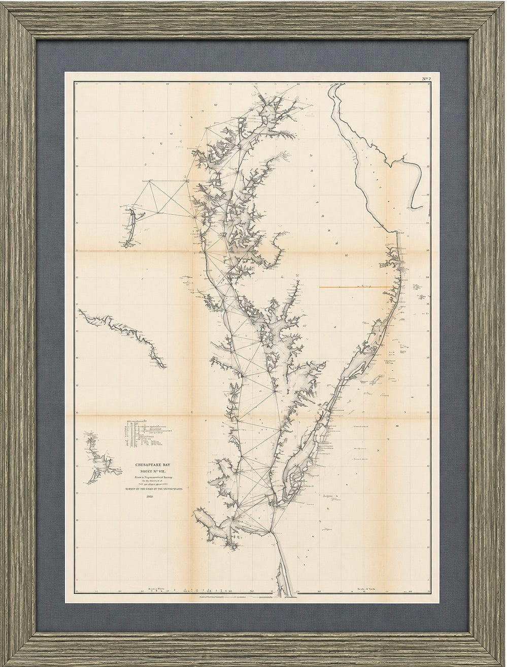 1856 U.S. Coast Survey Map of Chesapeake Bay & Delaware Bay – A.D. Bache Antique Nautical Chart