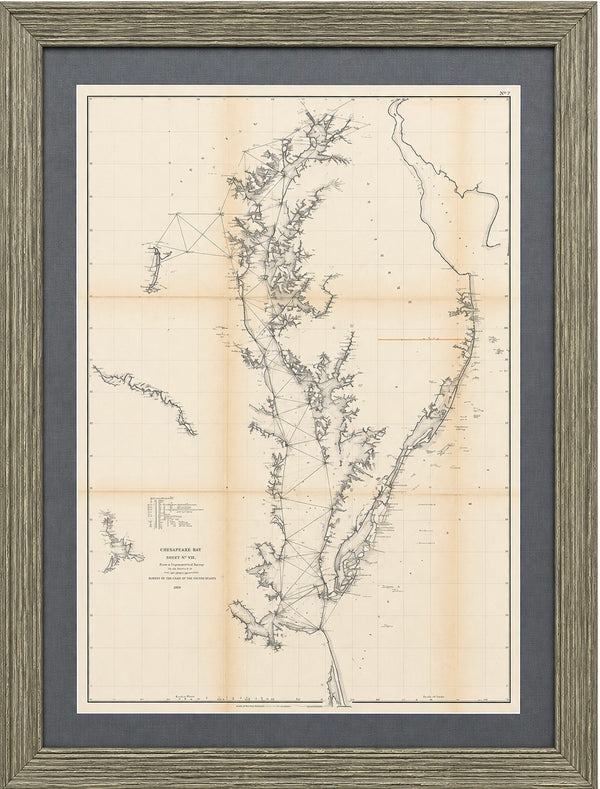 1856 U.S. Coast Survey Map of Chesapeake Bay & Delaware Bay – A.D. Bache Antique Nautical Chart