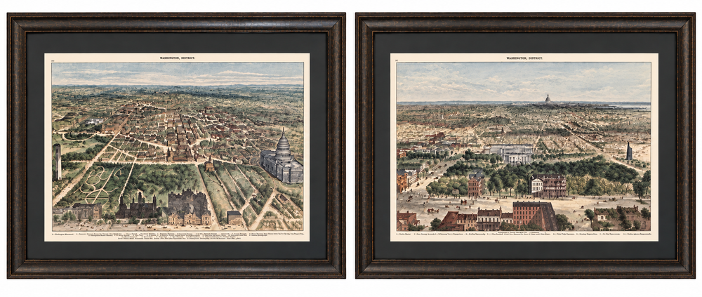 Washington, D.C. and U.S. Capitol from Harper’s Weekly by Theodore R. Davis, 1882 (pair)