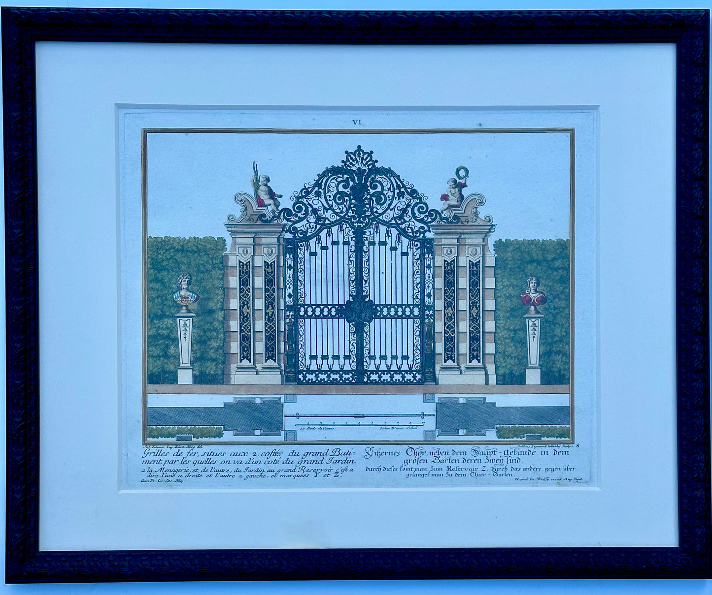 Architectural Garden Gates by Johann George Oegg, Set of 3, Framed (c. 1740)