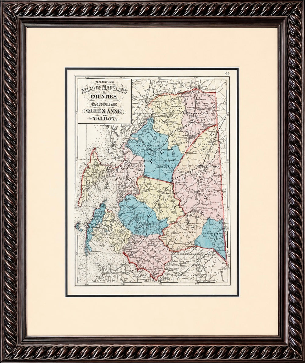 Talbot, Queen Anne & Caroline | Original 1873 Maryland Counties Map – Stedman & Brown