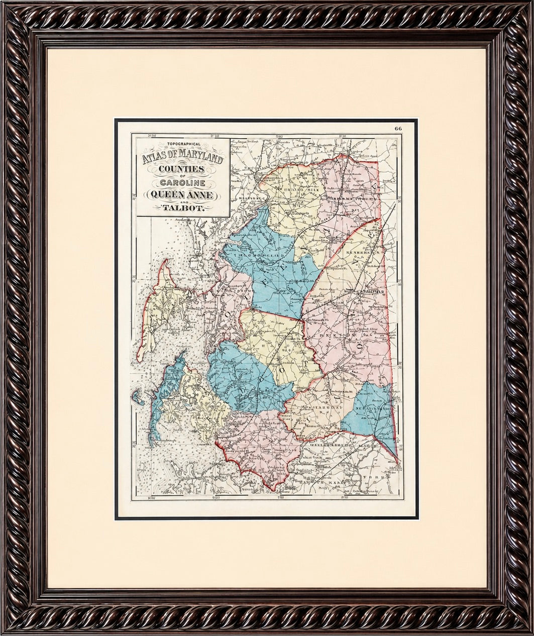 Talbot, Queen Anne & Caroline | Original 1873 Maryland Counties Map – Stedman & Brown