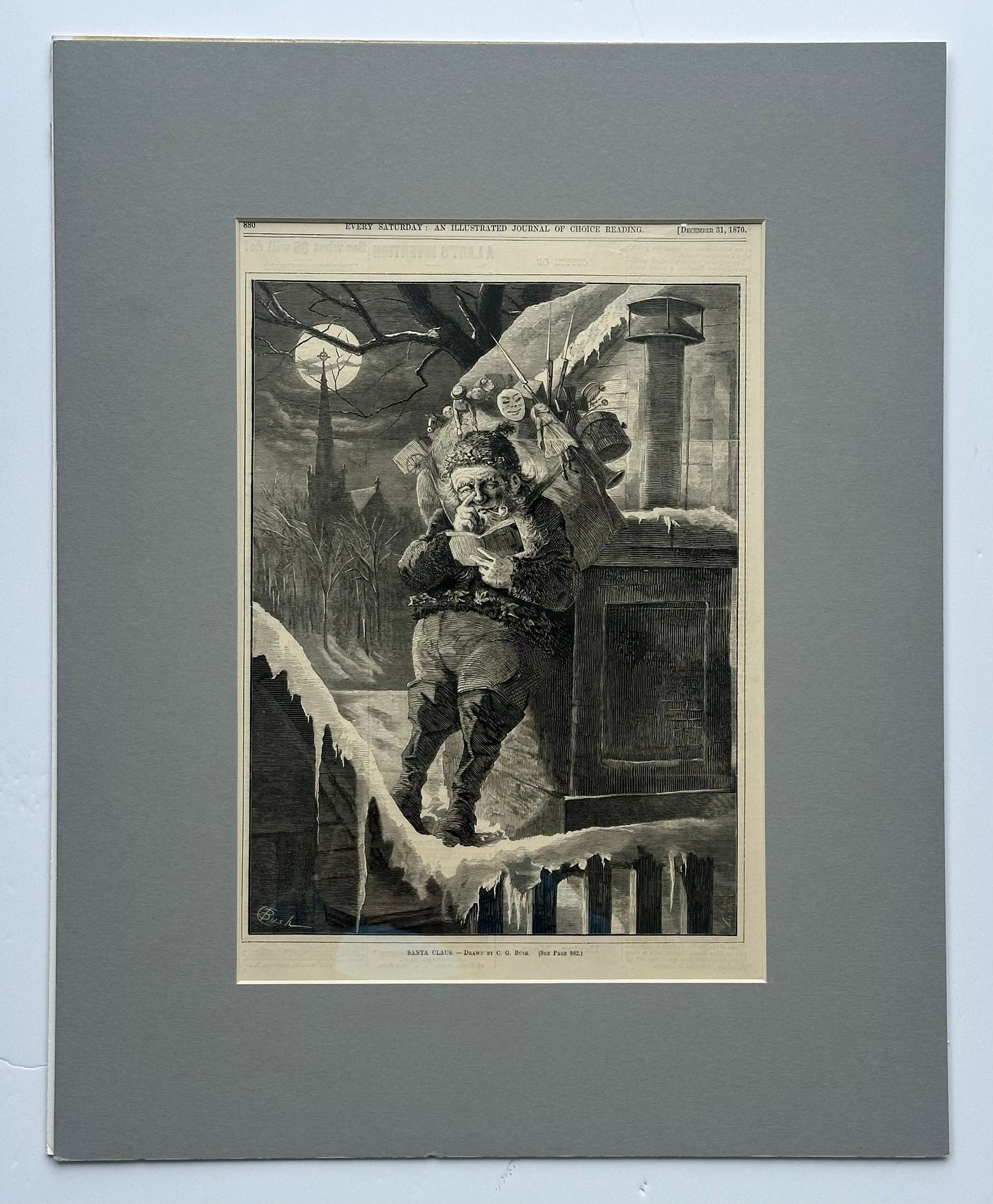 Santa Claus Original Engraving, 1870