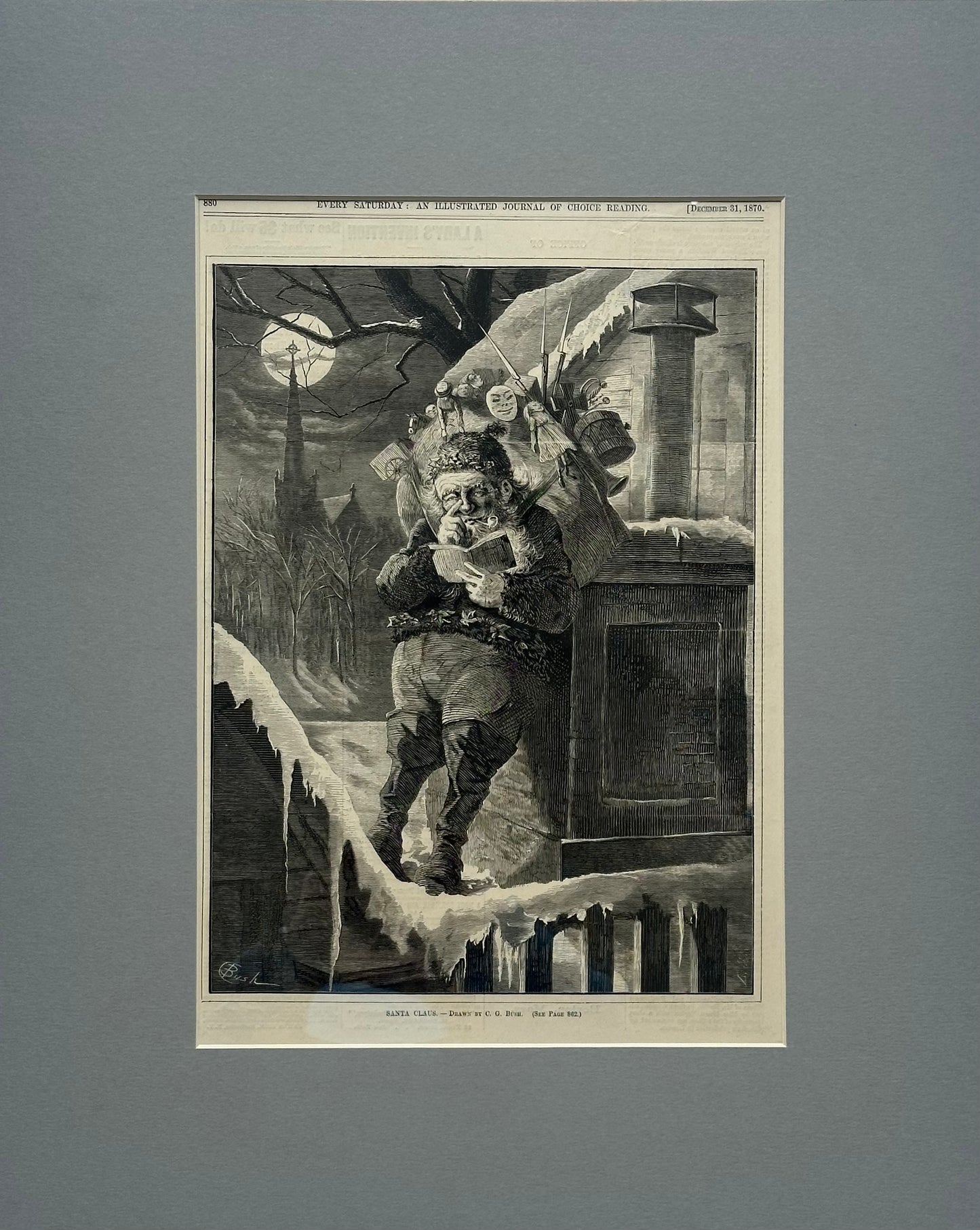 Santa Claus Original Engraving, 1870