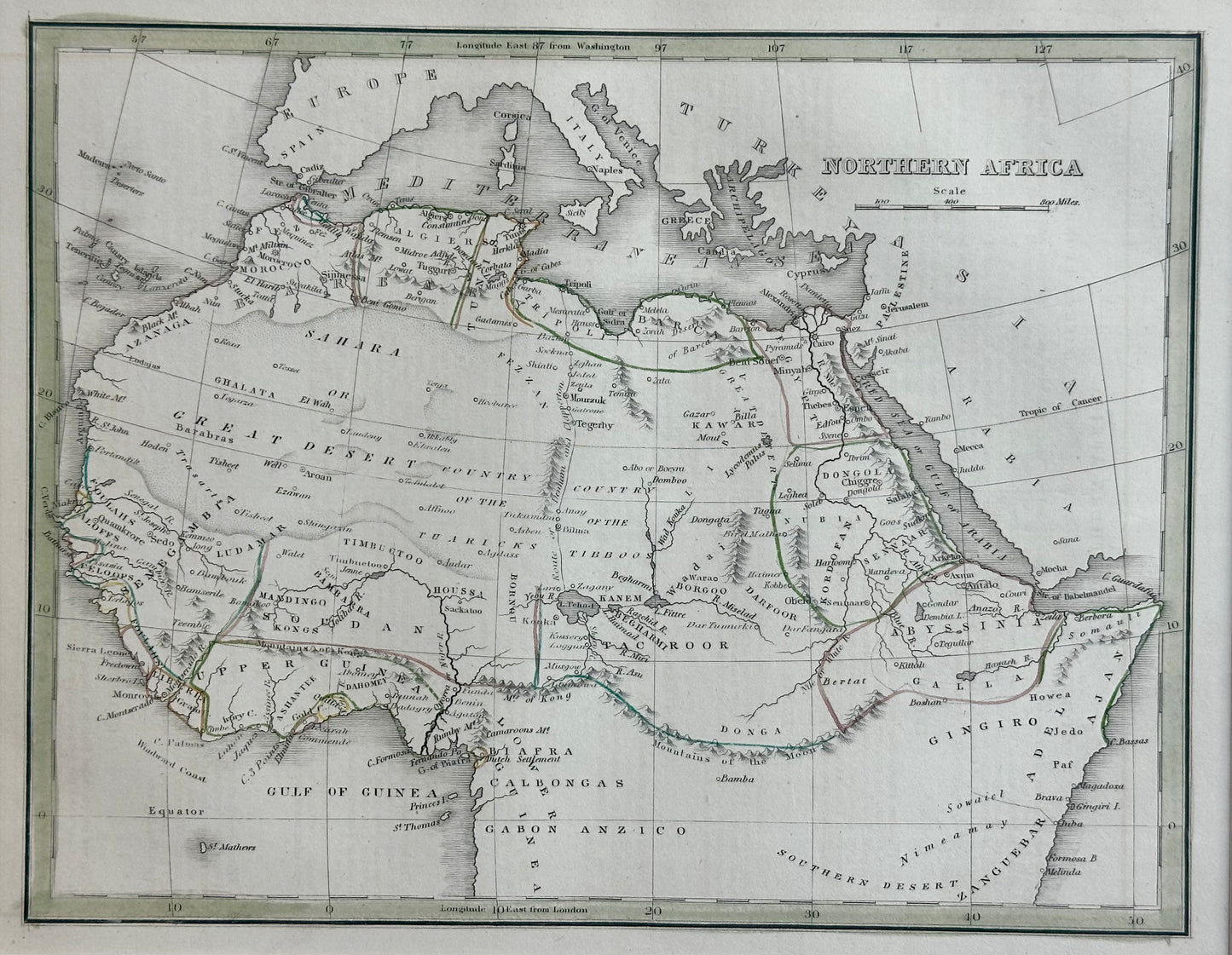 Northern Africa, Original Map by Bradford, 1835