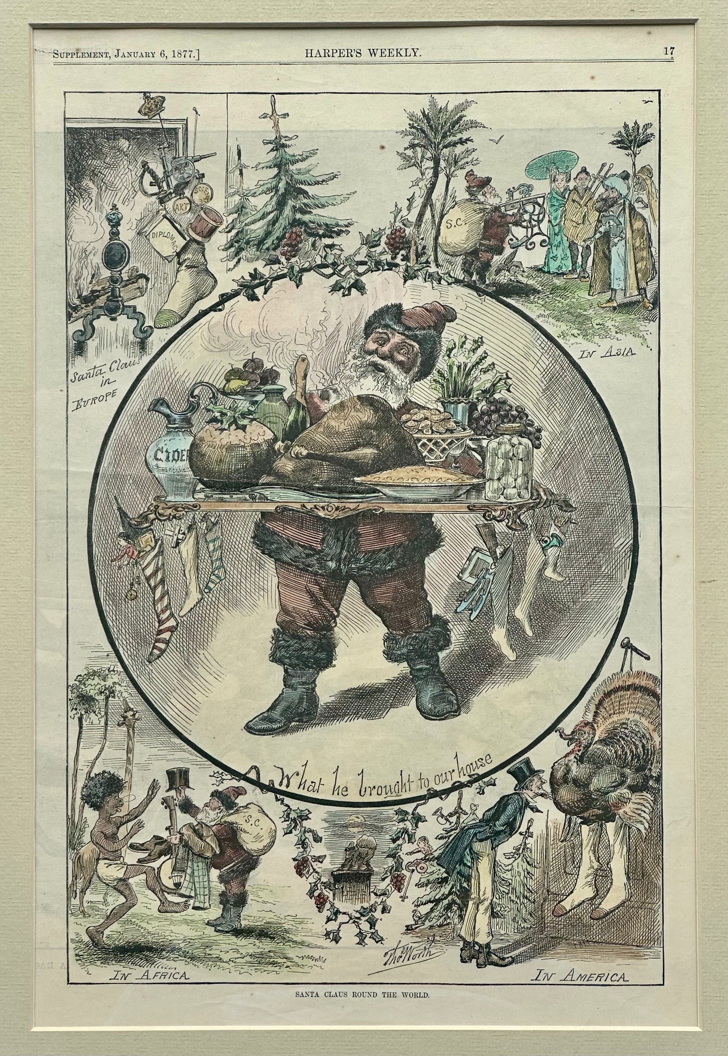 Santa Claus Round the World, Original Print, 1877