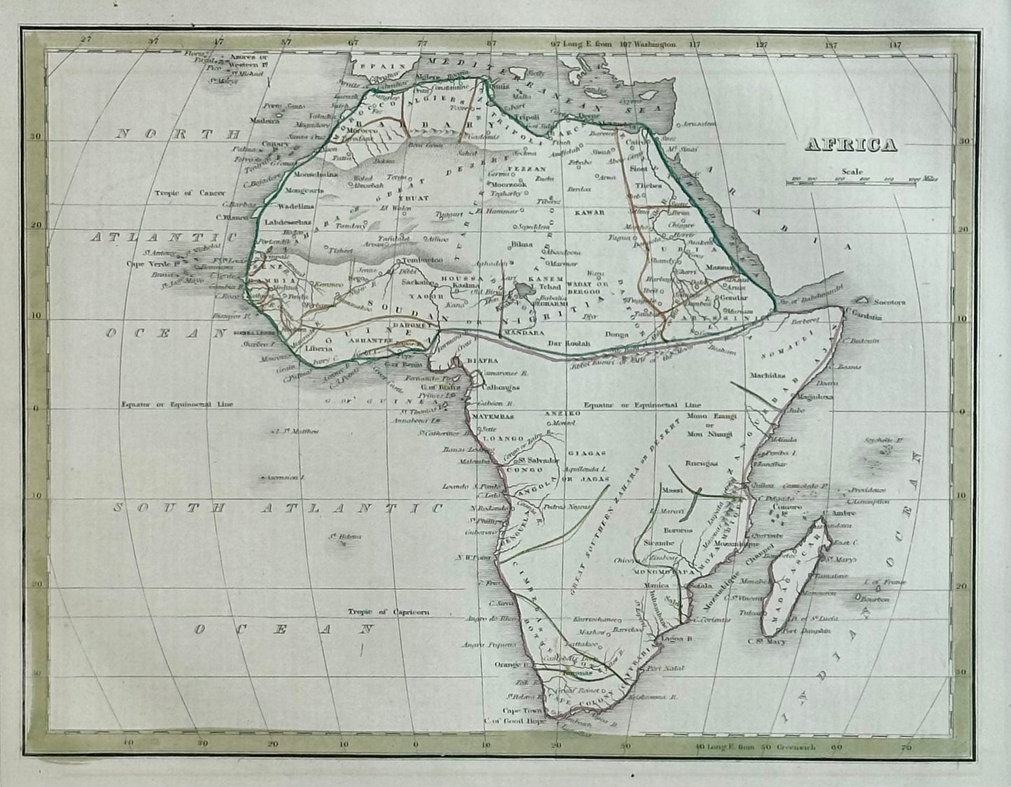 Africa & Madagascar, Original Map by Bradford, 1835