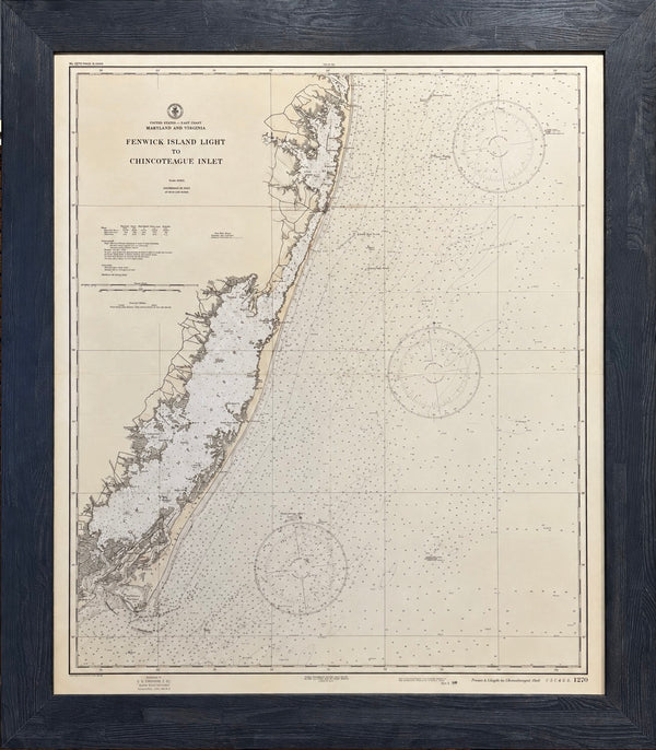 Maryland and Virginia Fenwick Island Light to Chincoteague Inlet - 1944 Nautical Map - Custom framed