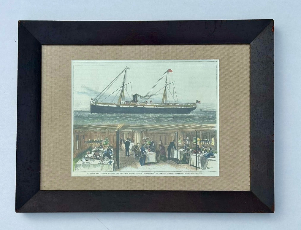 Steamship 'State of California' Pacific Coast Steamship Company print, Circa 1878 (Exterior and Interior Views)