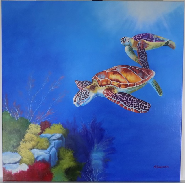 Sea Turtles, Original Oil on canvas